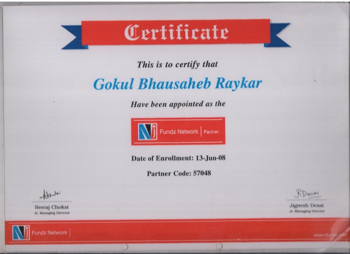 Certificate from NJ Fund Network