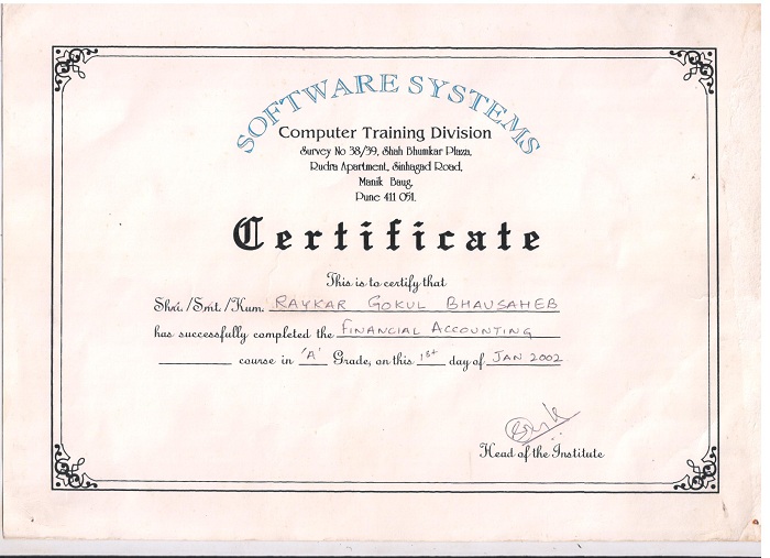 Computer Training Certificate