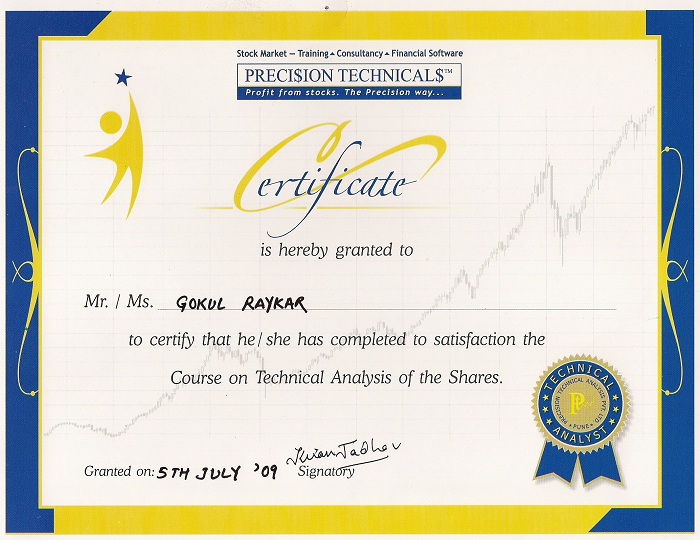 PRECISION TECH Certificate